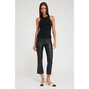 SPRWMN Black Leather Crop Flare Pants Size Medium 100% Leather RUNS SMALL